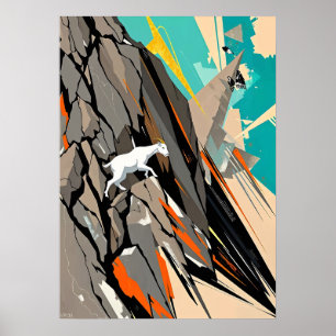 Póster Resumen de alpinistas de cabra de montaña