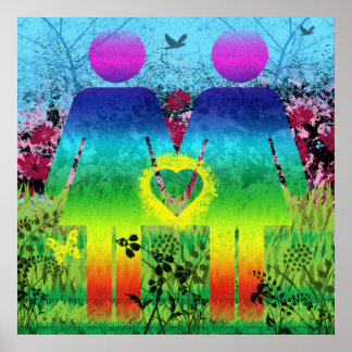 Póster Resumen de amor del arcoiris grunge poster