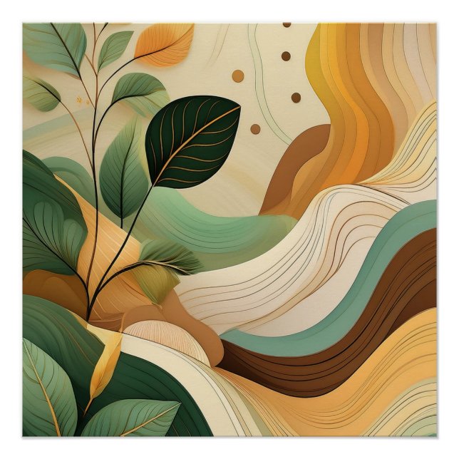 Póster Resumen de arte de la naturaleza - Hojas orgánicas (Anverso)
