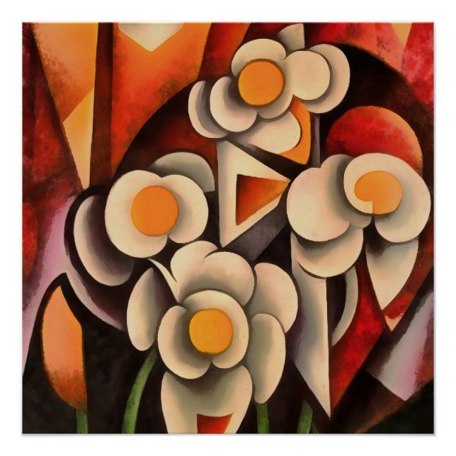 Póster Resumen De Arte Geométrico Calla Lilies En Tonos M (Anverso)