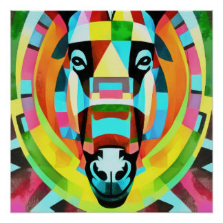Póster Resumen de arte geométrico de burro colorido