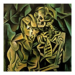 Póster Resumen De Arte Geométrico Del Hombre Y El Esquele