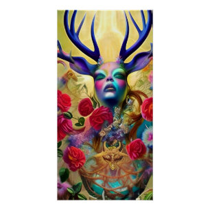 Póster Resumen de arte original Diosa espiritual bohemia