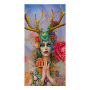 Póster Resumen de arte original Diosa espiritual bohemia