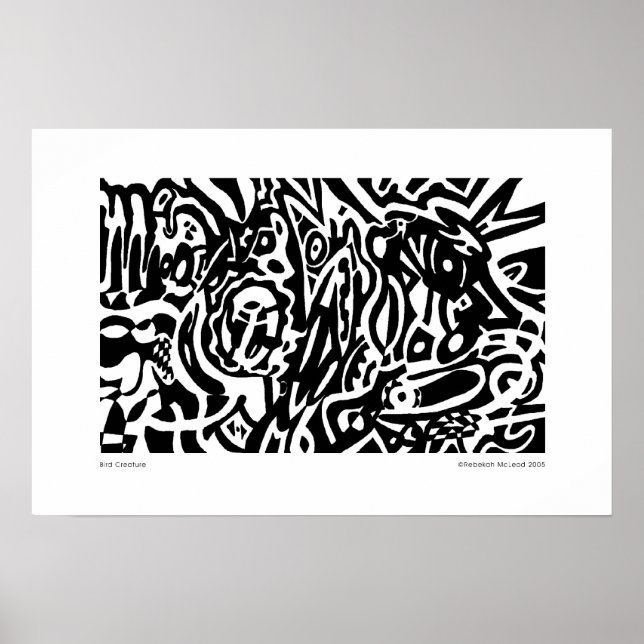 Póster Resumen de B&W de "Bird Creature" (Frente)