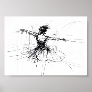 Póster Resumen de Ballerina Dancer Sketch - Premium