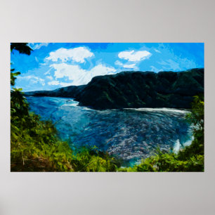Póster Resumen de Bay On the Road to Hana Maui Hawaii