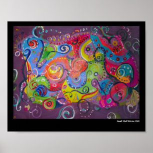 Póster Resumen de berenjenas y pintura de giro de color s