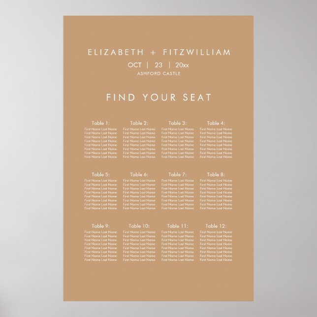 Póster Resumen de Boho | Poster de asiento del Boda del A (Frente)