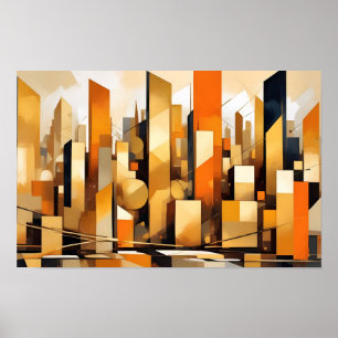 Póster Resumen de Cityscape Arquitectura moderna Antecede