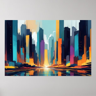 Póster Resumen de Cityscape Arquitectura moderna Antecede