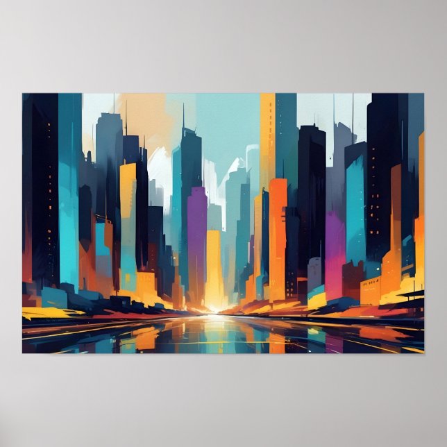 Póster Resumen de Cityscape Arquitectura moderna Antecede (Frente)