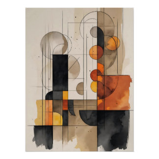 Póster Resumen de color de agua minimalista tonos de tier