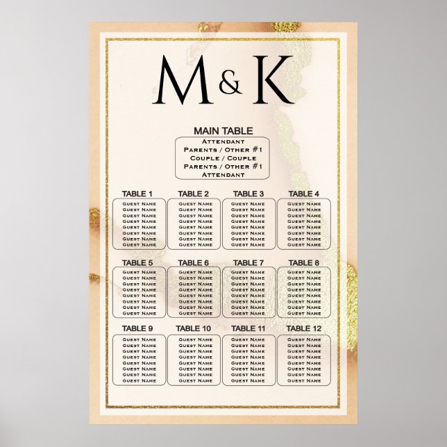 Póster Resumen de coral moderno Poster Boda asombroso (Frente)