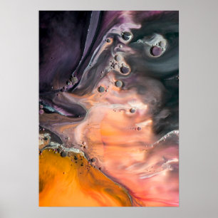 Póster Resumen de coral negro y Naranja Minimalista por F