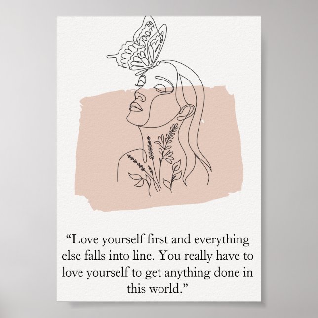 Póster Resumen de dibujo de una línea de la figura femeni (Frente)