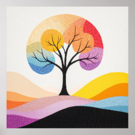 Póster Resumen de diseño de árbol colorido