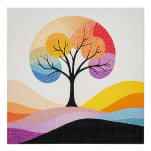 Póster Resumen de diseño de árbol colorido