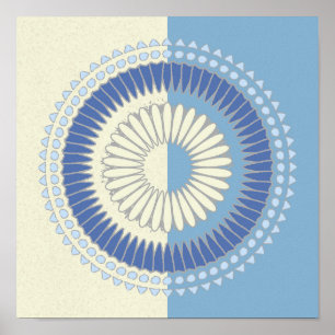 Póster Resumen de diseño de circulo azul y crema
