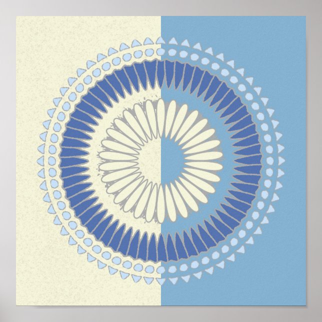 Póster Resumen de diseño de circulo azul y crema (Frente)
