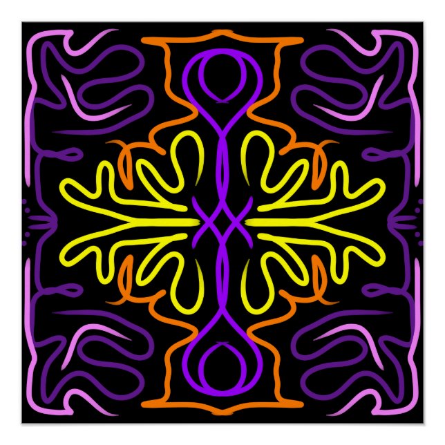 Póster Resumen de diseño morado, amarillo, naranja y rosa (Anverso)