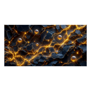 Póster Resumen de energía eléctrica con luz dorada