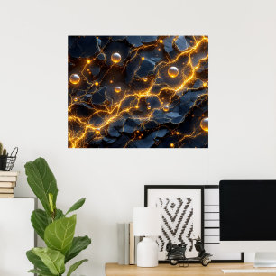 Póster Resumen de energía eléctrica con luz dorada