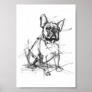 Póster Resumen de esbozo de Bulldog francés