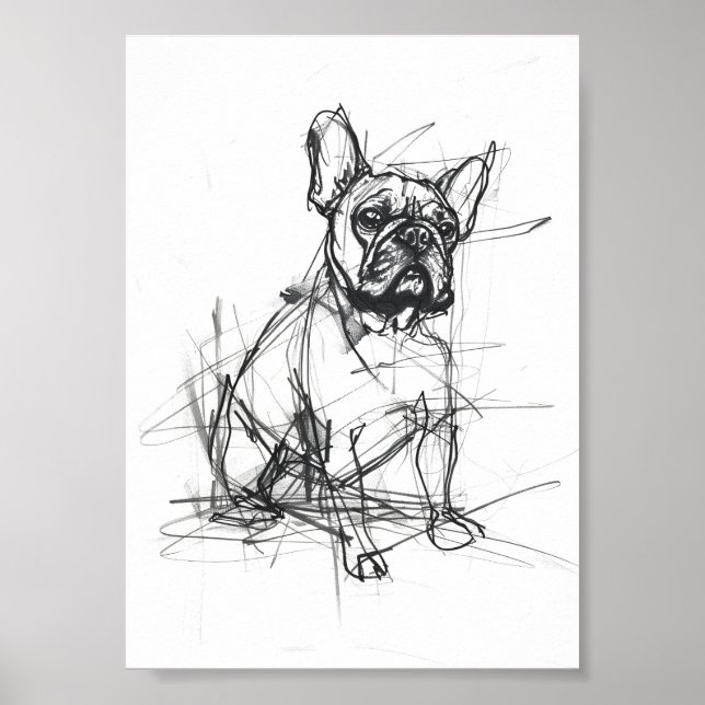 Póster Resumen de esbozo de Bulldog francés (Frente)