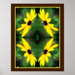 Póster Resumen de espejo de flores de Black Eyed Susan Da