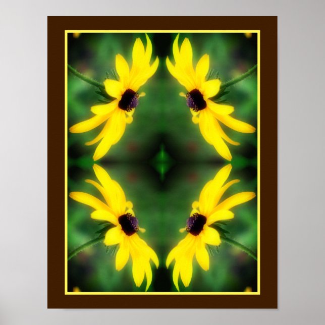 Póster Resumen de espejo de flores de Black Eyed Susan Da (Frente)