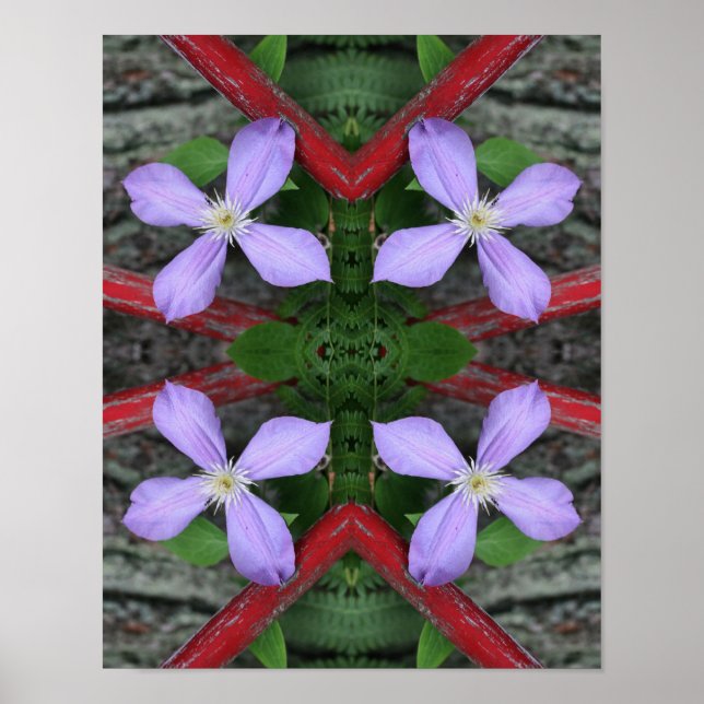 Póster Resumen de flor de clematis de lavanda única (Frente)