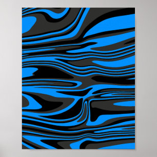 Póster Resumen de flujo azul y negro