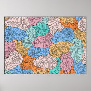 Póster Resumen de fondo de diseño de pintura de hojas de 