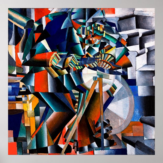 Póster Resumen de gris blanco azul verde amarillo rojo (Frente)