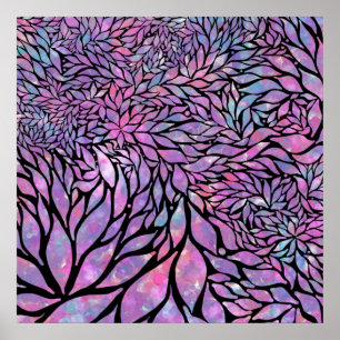 Póster Resumen de hojas impresionistas impresas