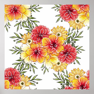 Póster Resumen de la elegancia sin fisuras con bac floral