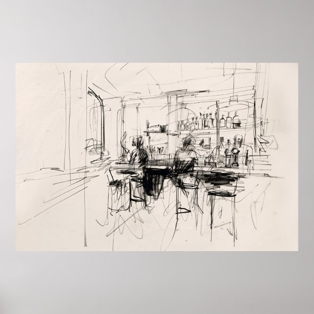 Póster Resumen de la escena del bar restaurante - (Frente)