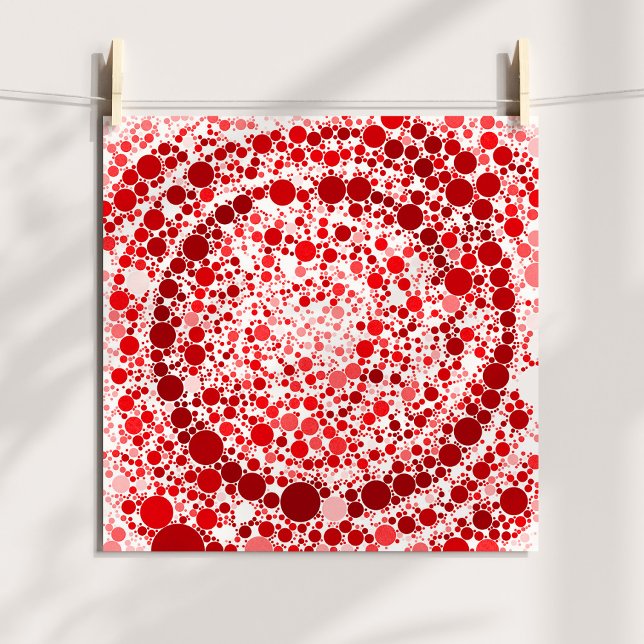Póster Resumen de la espiral digital de las burbujas roja (Abstract Red Bubbles Digital Spiral Poster)