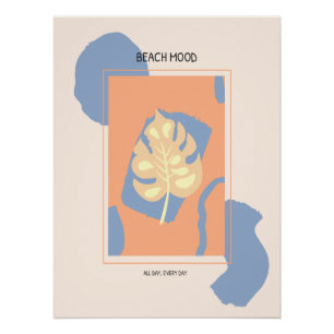 Póster Resumen de la forma de la playa Hoja tropical