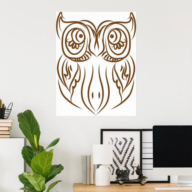 Póster Resumen de la línea de búho tribal Art Modern Brow (Subido por el creador)