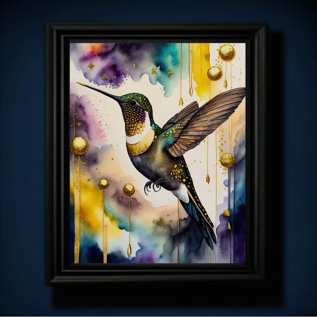 Póster Resumen de la pintura acuarela de un colibrí 5:4 (Subido por el creador)