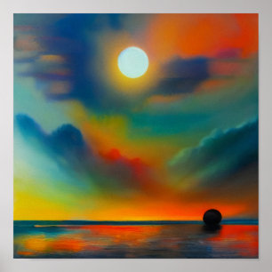 Póster Resumen De La Puesta De Sol En El Puerto