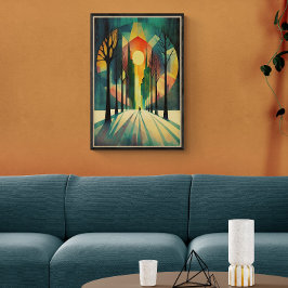 Póster Resumen de la puesta de sol geométrica | Largas so