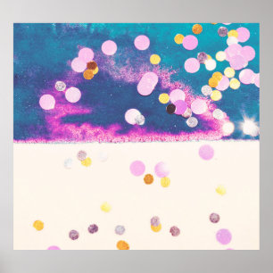 Póster Resumen de la salpicadura de color azul Purpurinos