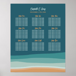 Póster Resumen de la tabla de asientos de bodas de Ocean 