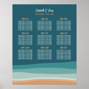 Póster Resumen de la tabla de asientos de bodas de Ocean