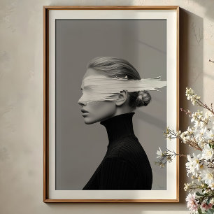 Póster Resumen de la visión: retrato monocromo de pinta