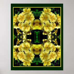 Póster Resumen de las flores de primavera de la Primrose