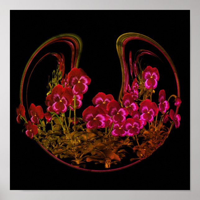 Póster Resumen de las flores violetas púrpura (Frente)